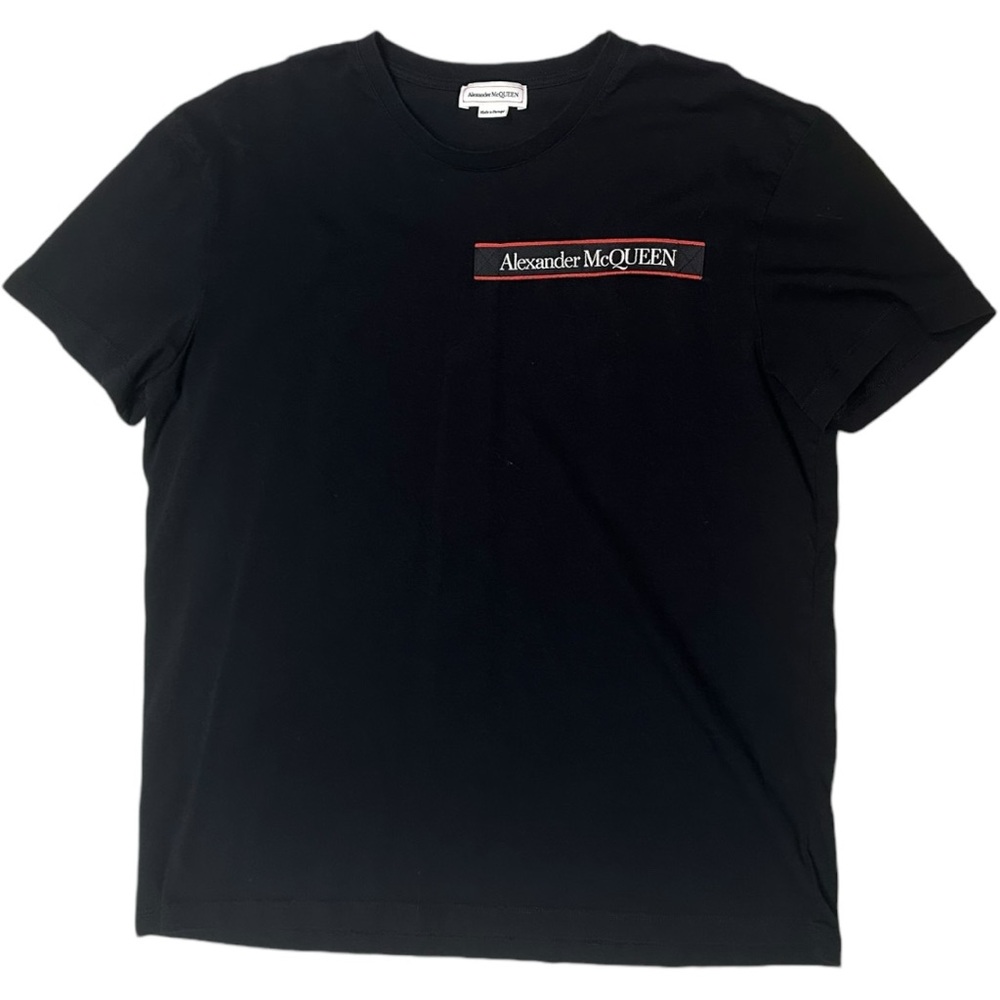 Alexander McQueen Black Selvedge Logo Tape T-Shirt in Black Size L